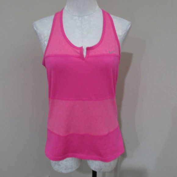 Nike Dri Fit Striped Racerback Tank top Pink - Picture 1 of 5